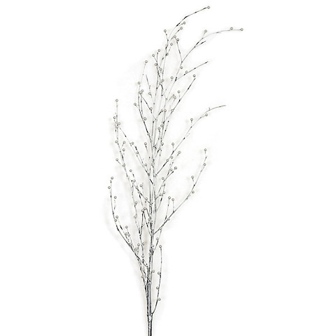 62 Inch Bamboo Spray with Pearls - Silver/White