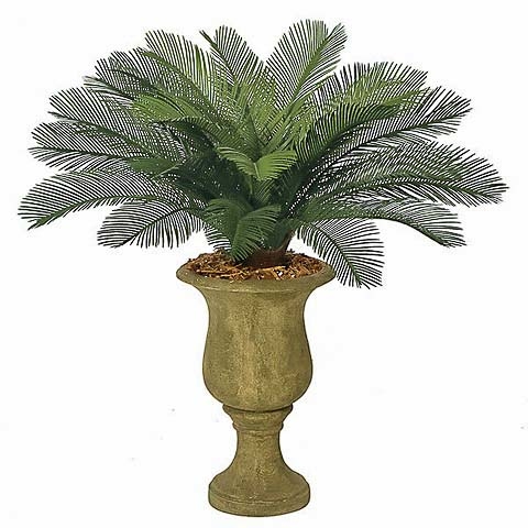 3 Foot Outdoor UV Protected Polyblend Cycas Palm Tree, 24 Fronds