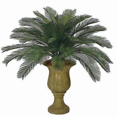 3 Foot Outdoor UV Protected Polyblend Cycas Palm, 48 Fronds